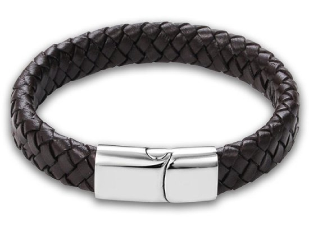 Victorious Gevlochten Leren Armband Heren zilver