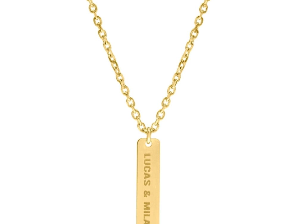 Heren ketting met tekst goud kleurig