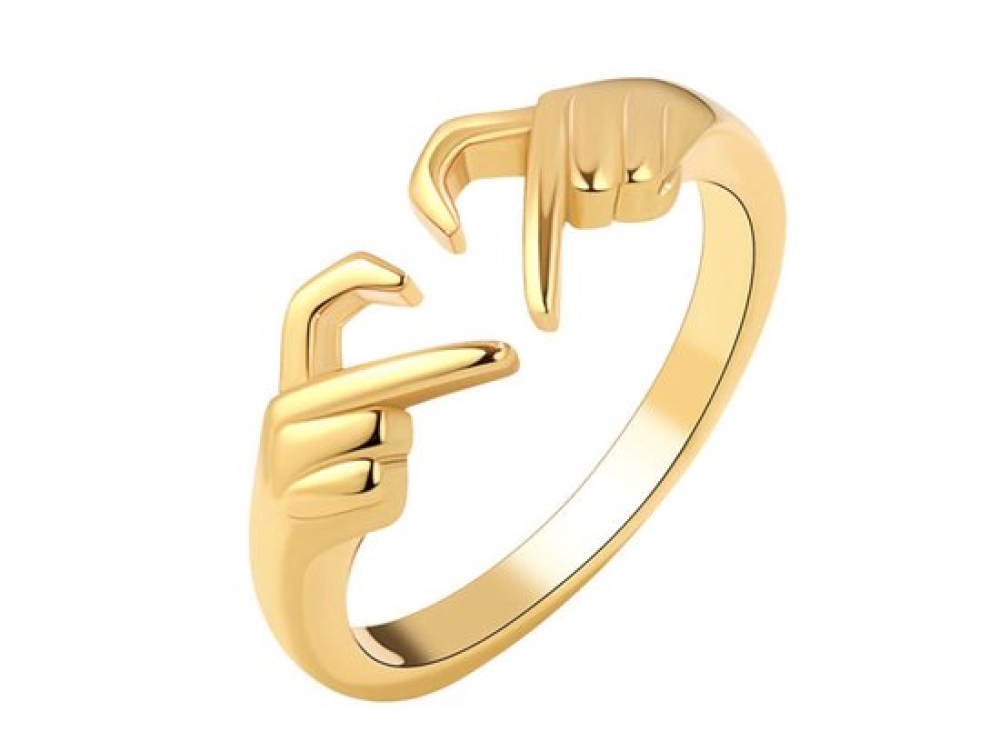 Ring - dames - verstelbare ring - goudkleurig - hartjes ring