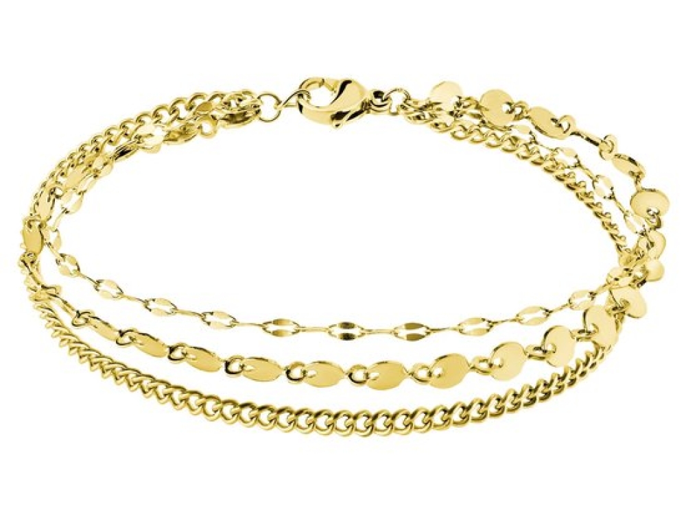 Lucardi Dames Stalen goldplated armband dubbel rond