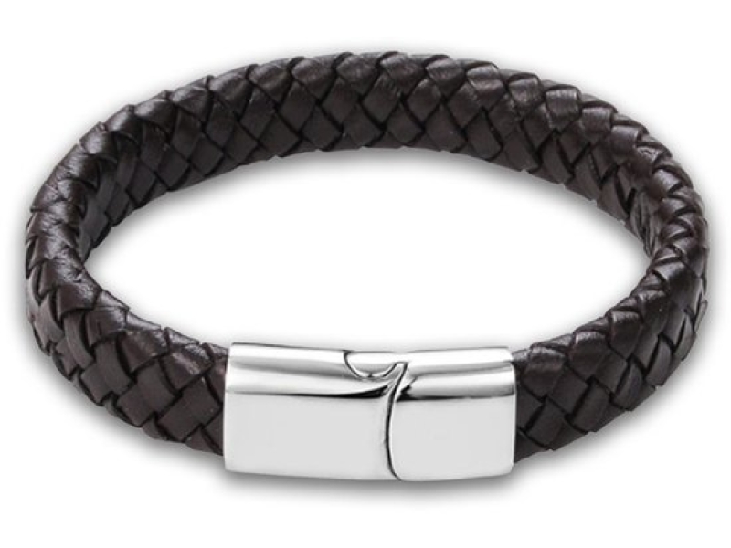 Victorious Gevlochten Leren Armband Heren zilver