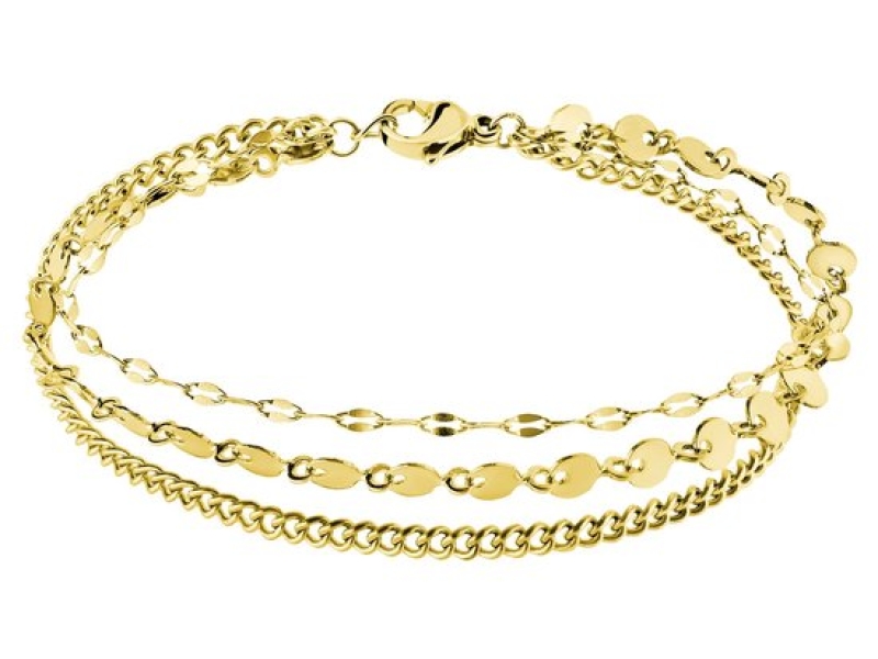 Lucardi Dames Stalen goldplated armband dubbel rond