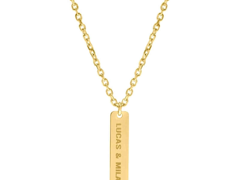 Heren ketting met tekst goud kleurig